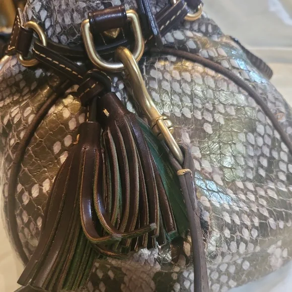 Dooney & Bourke Limited Ed.  Snake Print Large Florentine Satchel Bronze Brown - Picture 3 of 11